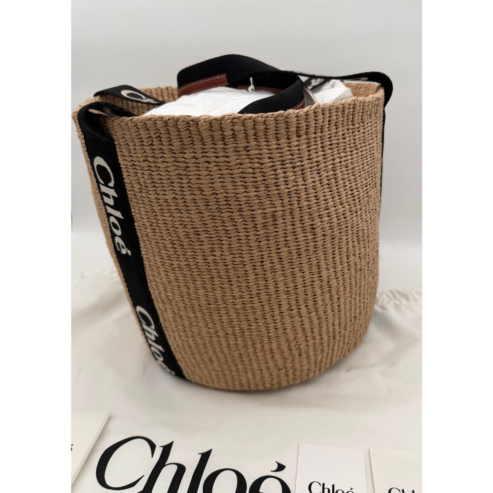 BRAND NEW CHLOE RAFFIA STRAW BASKET LARGE WOODY TOTE BAG NWT AUTHENTIC! - Picture 8 of 15